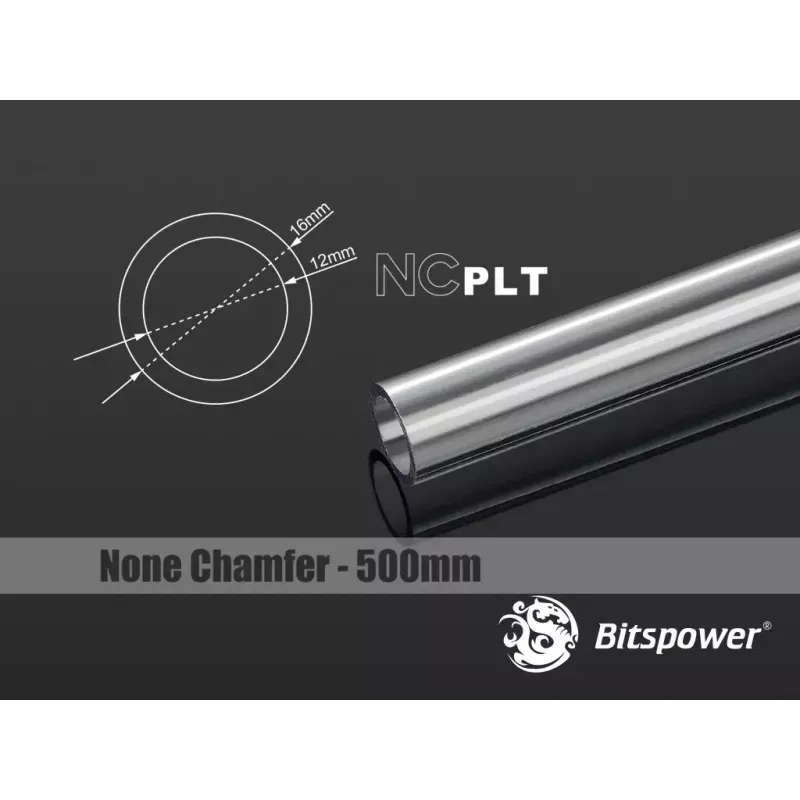 Bitspower BP-NCPLT16-L500 Tubo de ligação PETG None Chamfer, 16/12 mm, 50 cm, Transparente