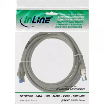 Cabo de rede InLine S/FTP PiMF Cat.6A sem halogéneos 500MHz cinzento 15m