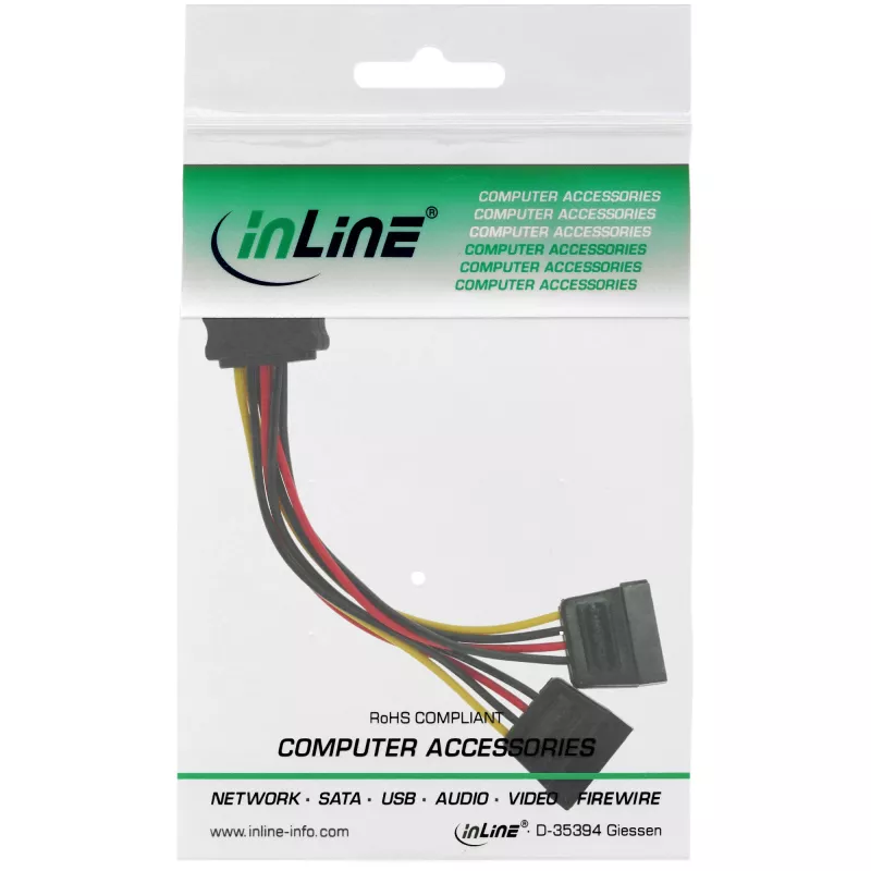 Cabo de alimentação SATA em Y InLine conector fêmea SATA / 2x conector macho SATA 0,15 m