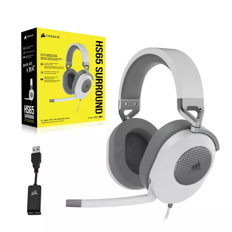 Headset gaming CORSAIR Hs65 - 3.5mm - Surround - White