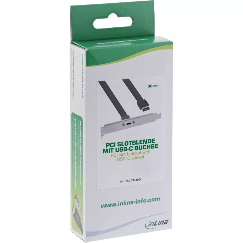 Painel PCI InLine, USB-C para USB 3.2 painel frontal Key-A interno, 0,5 m