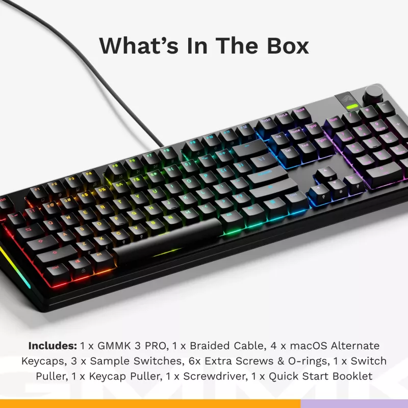 Teclado mecânico Gaming GLORIOUS GMMK 3 PRO 100% Prebuilt com fio USB preto US QWERTY RGB