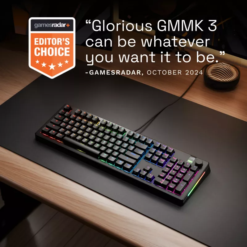 Teclado mecânico Gaming GLORIOUS GMMK 3 PRO 100% Prebuilt com fio USB preto US QWERTY RGB
