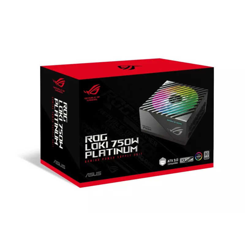 Fonte de alimentação ASUS ROG Loki SFX-L 750W Platinum 20+4 pin ATX preta, prateada