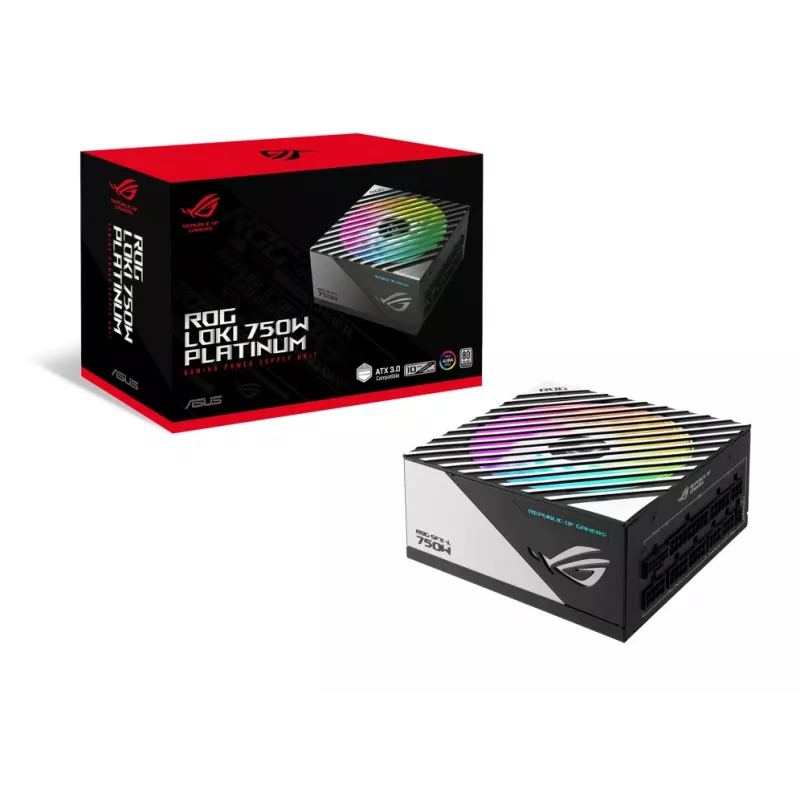 Fonte de alimentação ASUS ROG Loki SFX-L 750W Platinum 20+4 pin ATX preta, prateada