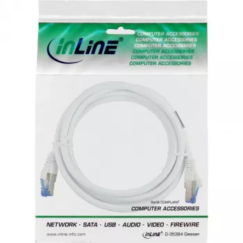 Cabo de rede InLine S/FTP PiMF Cat.6A isento de halogéneos 500MHz branco 1.5m