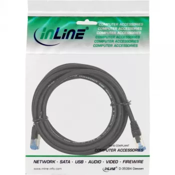 Cabo de rede InLine S/FTP PiMF Cat.6A sem halogéneos 500MHz preto 10m