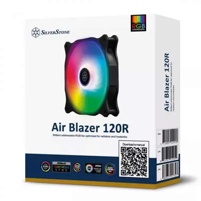 Ventoinha Silverstone Air Blazer 120R 12 cm preto transparente rolamento hidráulico