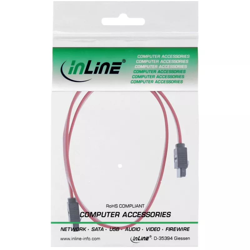 Cabo InLine SATA 6Gb/s com patilhas de bloqueio 0,3 m