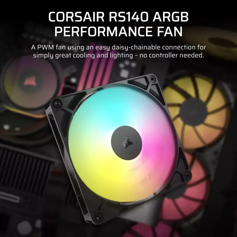Ventoinha Corsair RS140 ARGB 14 cm preta 330-1700 rpm