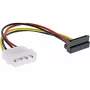 Cabo adaptador de alimentação SATA InLine 1x conector fêmea 4 pinos / 15 pinos SATA para cima em ângulo 29670X