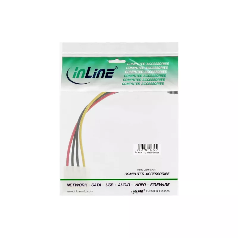 Cabo adaptador de alimentação SATA InLine 1x conector fêmea 4 pinos / 15 pinos SATA para cima em ângulo 29670X