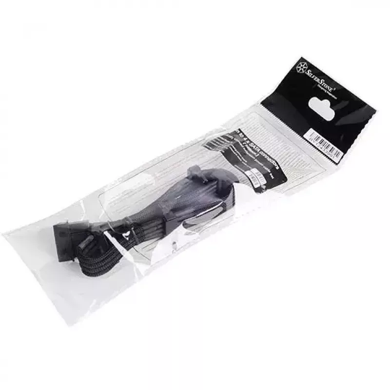 SilverStone SST-PP07-BTSB cabo de extensão de Molex de 4 pinos para 4x SATA, 300 mm, preto