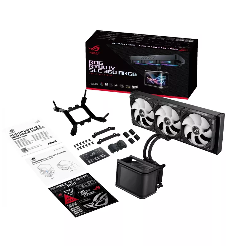 Cooler líquido all-in-one ASUS ROG Ryuo IV SLC 360 ARGB – ventoinha de 120 mm, radiador de 360 mm, preto