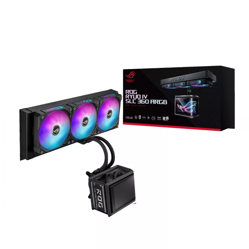 Cooler líquido all-in-one ASUS ROG Ryuo IV SLC 360 ARGB – ventoinha de 120 mm, radiador de 360 mm, preto
