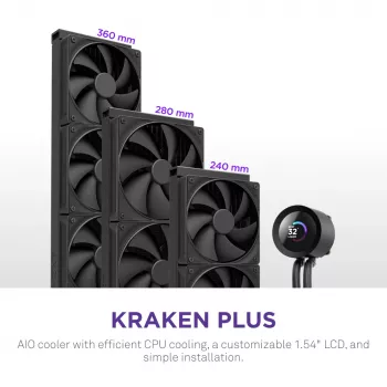 Refrigerador líquido All-in-One NZXT Kraken Plus 360 12 cm preto Fluid Dynamic Bearing