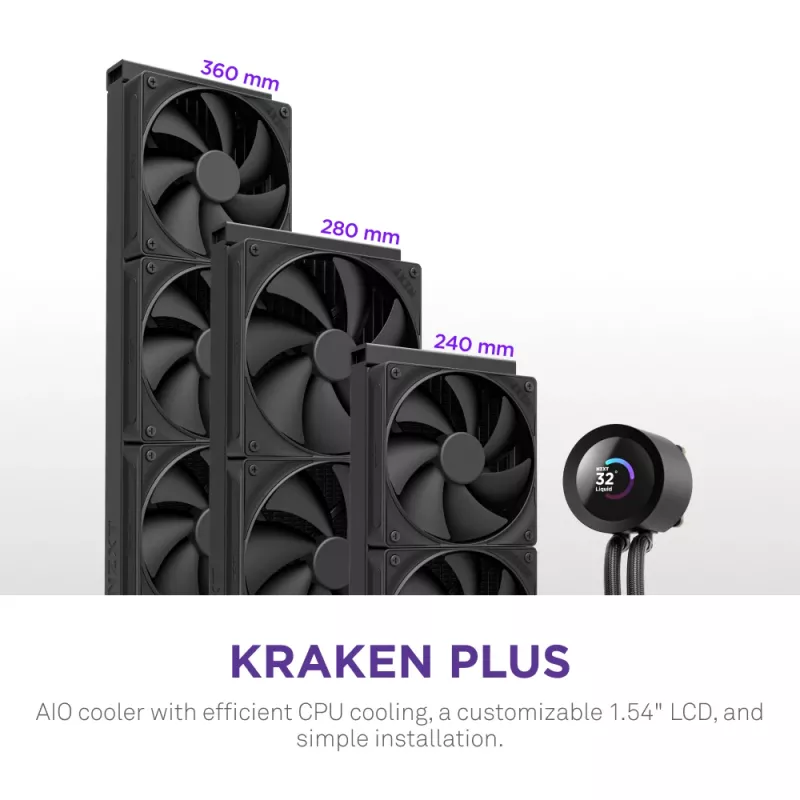 Refrigerador líquido All-in-One NZXT Kraken Plus 360 12 cm preto Fluid Dynamic Bearing