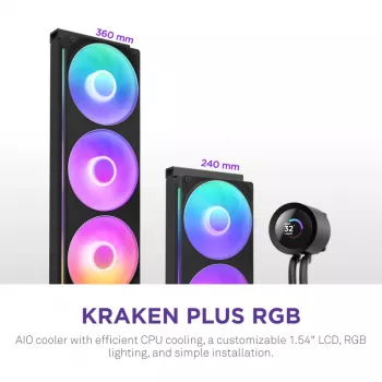 Refrigerador de CPU NZXT Kraken Plus 240 RGB preto