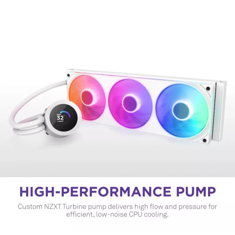 Refrigerador líquido All-in-One NZXT Kraken Plus 360 RGB branco 500–2400 rpm