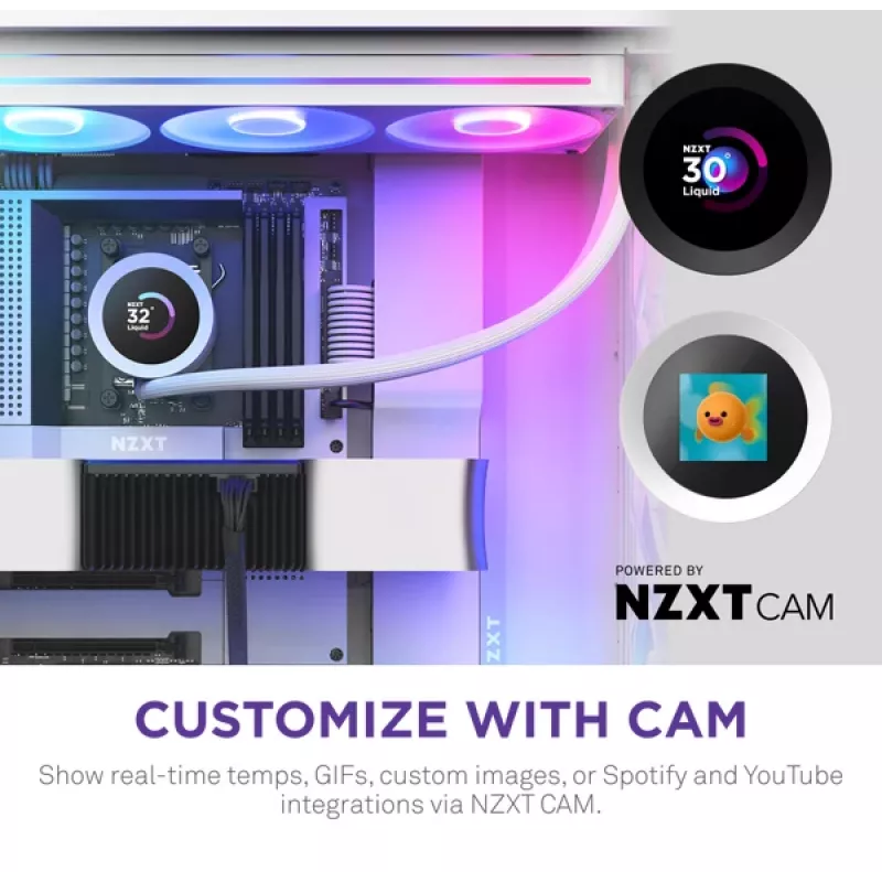 Refrigerador líquido All-in-One NZXT Kraken Plus 360 RGB branco 500–2400 rpm