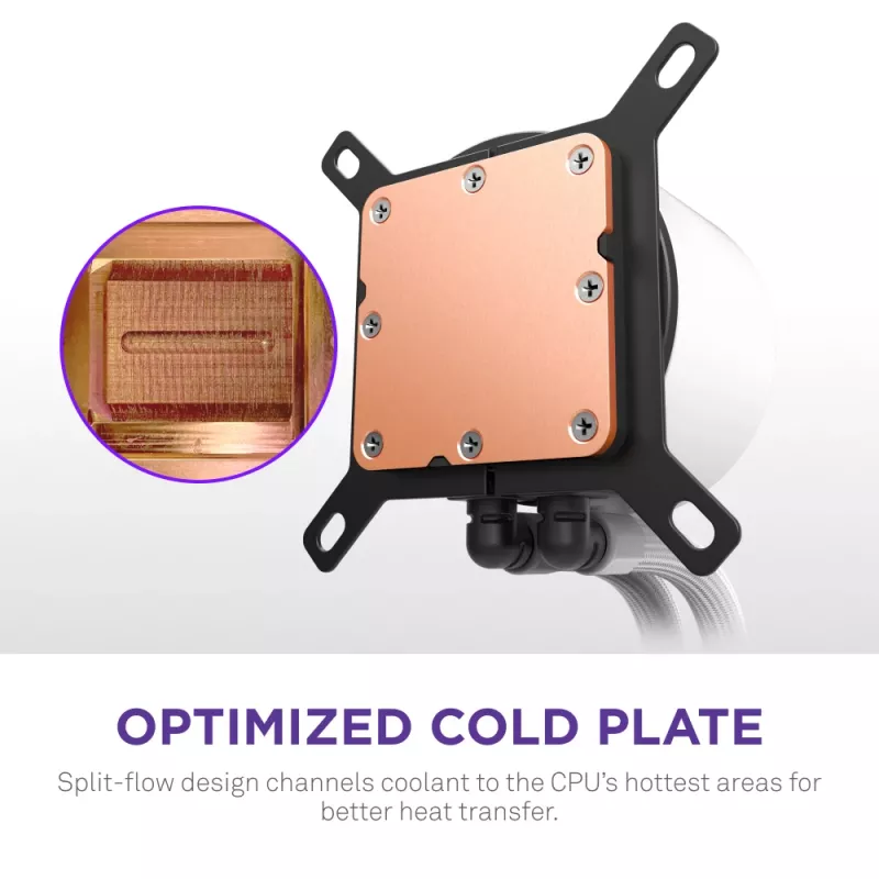 Refrigerador líquido All-in-One para CPU NZXT Kraken Plus RGB 240 — ventoinha de 120 mm, rolamento FDB, branco