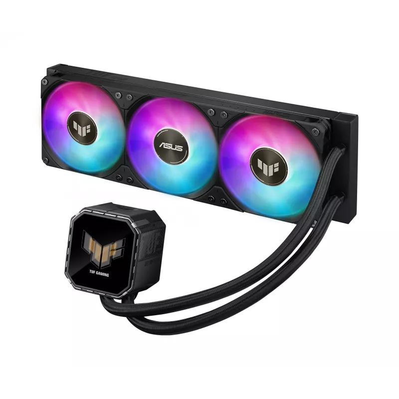 Refrigeração líquida All-in-One ASUS TUF Gaming LC III 360 ARGB LCD — radiador de 360 mm, 3x ventoinhas de 120 mm, socket AM5/AM4/LGA1700/LGA1200, Preto