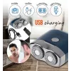 Máquina de barbear rotativa Adler AD 2937, 2 cabeças rotativas, bateria de iões de lítio recarregável 250 mAh, lavável, sem fios, azul