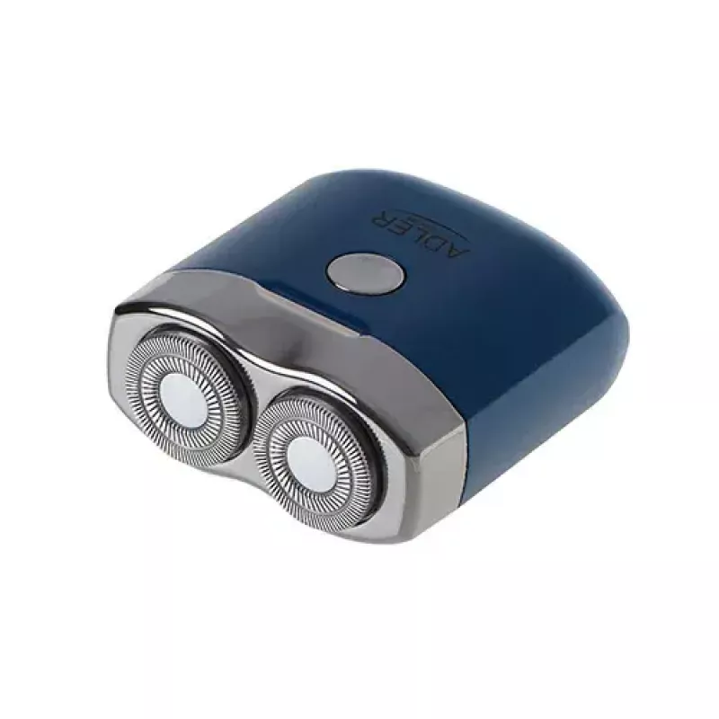Máquina de barbear rotativa Adler AD 2937, 2 cabeças rotativas, bateria de iões de lítio recarregável 250 mAh, lavável, sem fios, azul