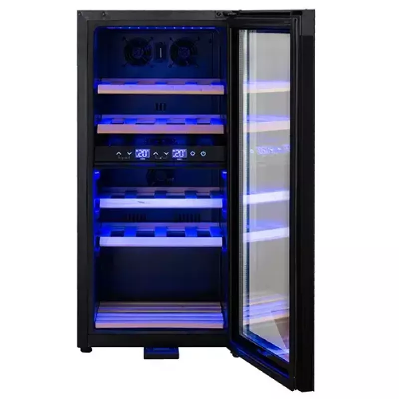 Garrafa térmica elétrica para vinho Adler AD 8080, instalação livre preta, 24 garrafas, 2 zonas, 60 L, controlo tátil