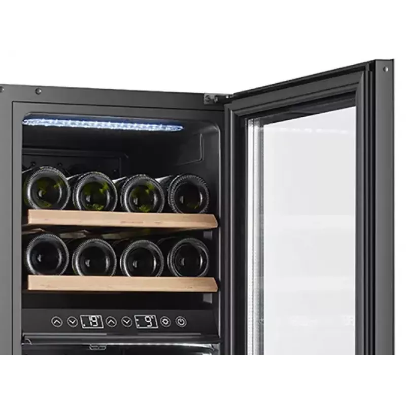 Garrafa térmica elétrica para vinho Adler AD 8080, instalação livre preta, 24 garrafas, 2 zonas, 60 L, controlo tátil