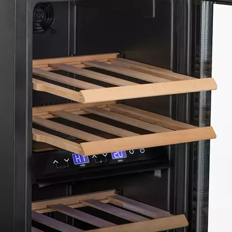 Garrafa térmica elétrica para vinho Adler AD 8080, instalação livre preta, 24 garrafas, 2 zonas, 60 L, controlo tátil