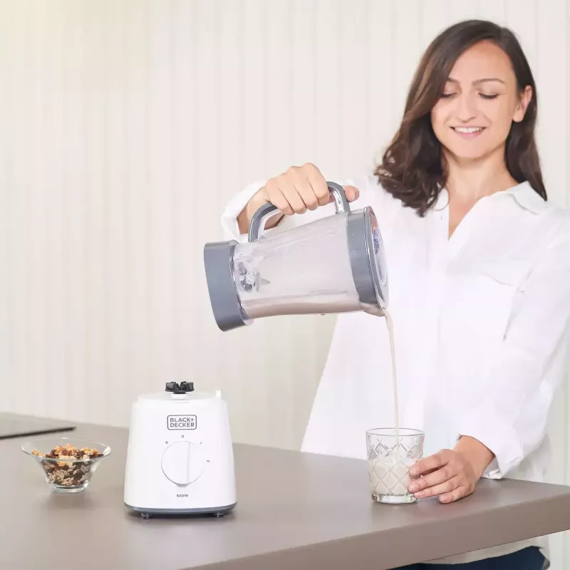 Batedeira de mesa Black & Decker BXJB500E – jarro de vidro de 1,5 L, 500 W, 2 velocidades, pulsar, Ice-Crush