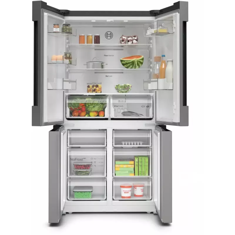 Frigorífico side-by-side Bosch Serie 4 KFN96VPEA, 605 l (frigorífico 405 l / congelador 200 l), NoFrost, aço inoxidável