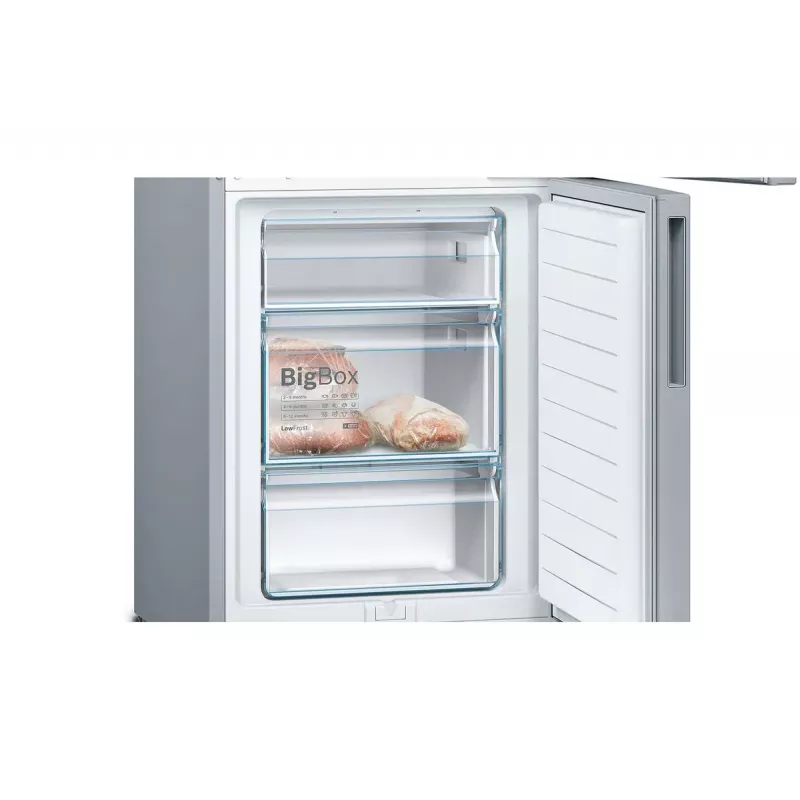 Combinado frigorífico-congelador Bosch Serie 4 KGV33VLEA — independente, aço inoxidável, 289 l de volume total (195 l de refrigeração / 94 l de congelação), classe E, 176 cm