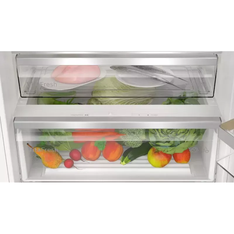 Combinado frigorífico-congelador de encastrar Bosch Serie 4 KBN96VFE0, 383 l total, refrigeração 285 l / congelação 98 l, congelador em baixo, porta reversível, branco