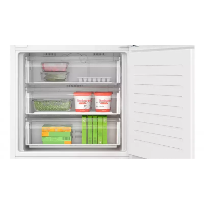 Combinado frigorífico-congelador de encastrar Bosch Serie 4 KBN96VFE0, 383 l total, refrigeração 285 l / congelação 98 l, congelador em baixo, porta reversível, branco