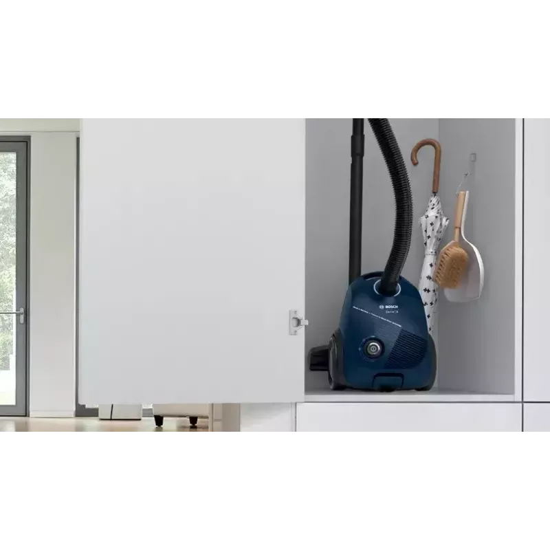 Aspirador de pó com saco Bosch Serie 2 BGBS2BU1T — 850 W, saco de 3,5 l, raio de ação de 8 m, azul