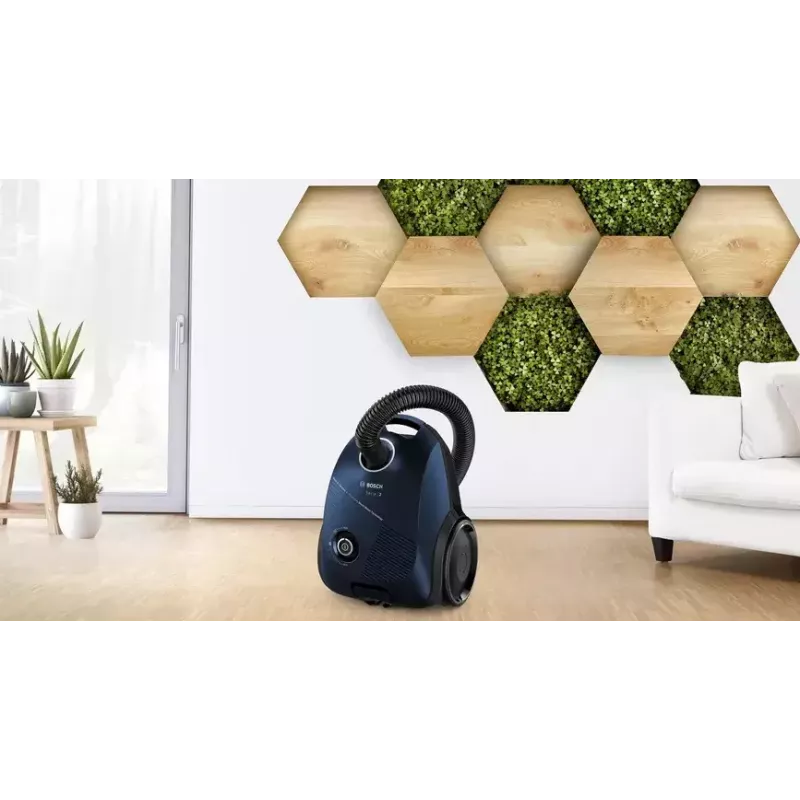 Aspirador de pó com saco Bosch Serie 2 BGBS2BU1T — 850 W, saco de 3,5 l, raio de ação de 8 m, azul
