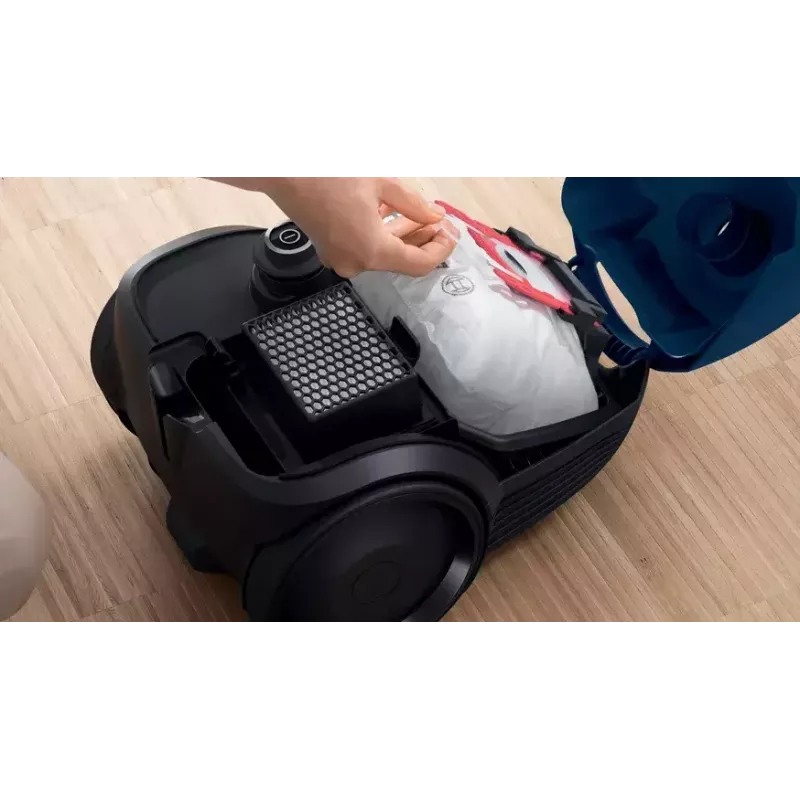 Aspirador de pó com saco Bosch Serie 2 BGBS2BU1T — 850 W, saco de 3,5 l, raio de ação de 8 m, azul