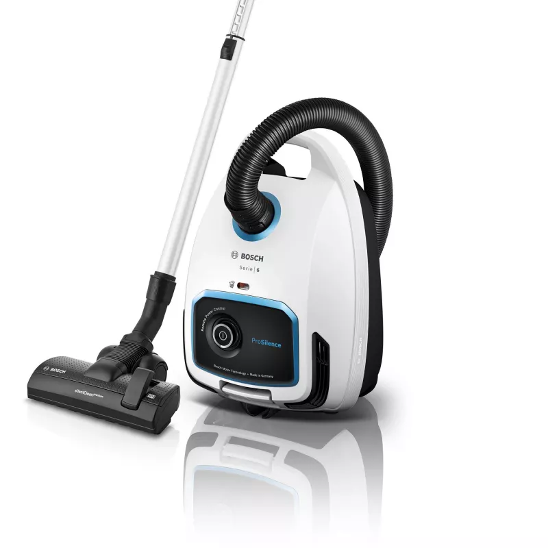 Aspirador de pó com saco Bosch Serie 6 BGB6SIL1 — 700 W, saco de 4 l, HEPA 13, raio de ação de 12 m, branco