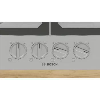 Placa de gás de encastrar Bosch PCH6A5I90 — 60 cm, aço inoxidável, 4 zonas de gás + 1 wok, Flame Select, grelhas de ferro fundido