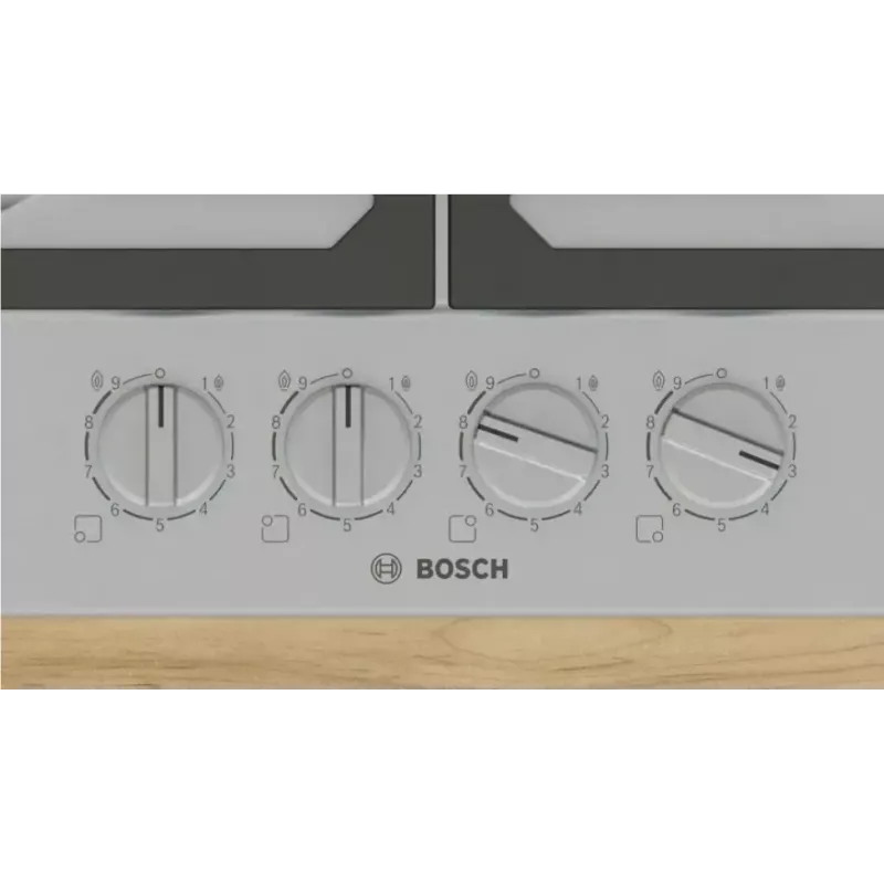 Placa de gás de encastrar Bosch PCH6A5I90 — 60 cm, aço inoxidável, 4 zonas de gás + 1 wok, Flame Select, grelhas de ferro fundido