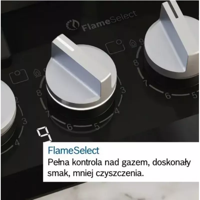 Placa de gás de encastrar Bosch PCH6A5I90 — 60 cm, aço inoxidável, 4 zonas de gás + 1 wok, Flame Select, grelhas de ferro fundido