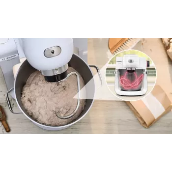 Bosch Serie 6 MUMS6EW22 robô de cozinha, 1600 W, conjunto de pastelaria, acessório liquidificador, branco/aço inoxidável