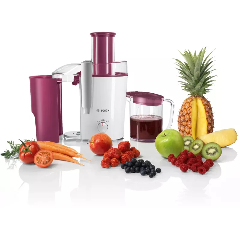 Extrator de sumo Bosch MES25C0 centrífugo 700 W vermelho cereja (fruta), transparente, branco