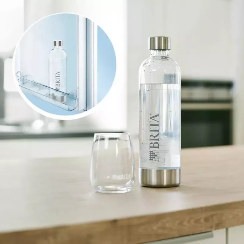 Máquina de gaseificar BRITA sodaONE preta prateada — gaseificador, capacidade de 60 L, sem BPA, 450×129×240 mm