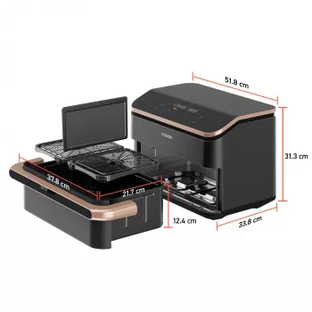 Cosori Dual Blaze Twinfry Chef Edition Fritadeira de ar quente dupla 10 L de instalação livre 2800 W cinzento-escuro, rosa-ouro