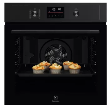 Forno elétrico de encastrar Electrolux EOD4P57H — 72 L, autolimpeza pirolítica, vapor e ventilação, grelhador 2300W, preto