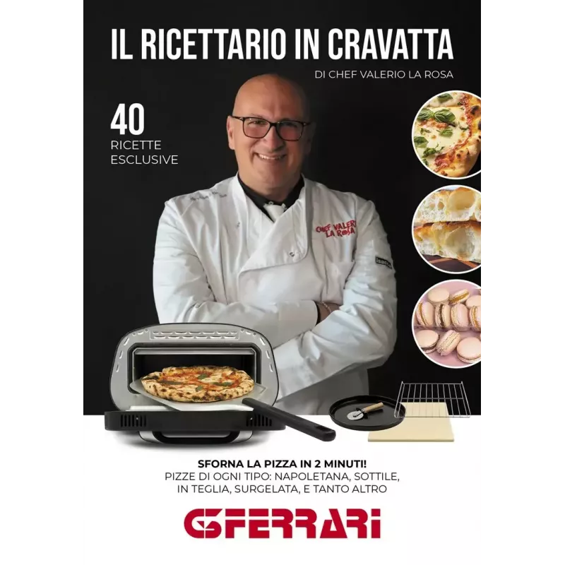Forno elétrico de mesa para pizza G3FERRARI G1018600 PRONTO PIZZA — 1700 W, superfície de pedra, máx. 420°C, adequado para pizza Ø32 cm