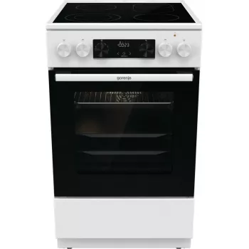 Fogão independente Gorenje GECS5C70WA placa elétrica com placas espirais, 4 zonas, branco, forno 70 L, botões rotativos, visor LED